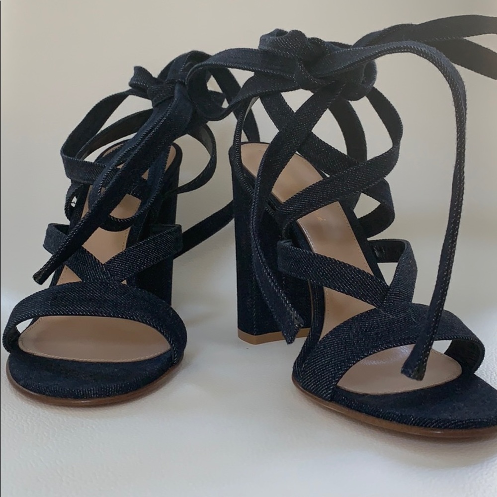 Gianvito Rossi Lace up Denim heels